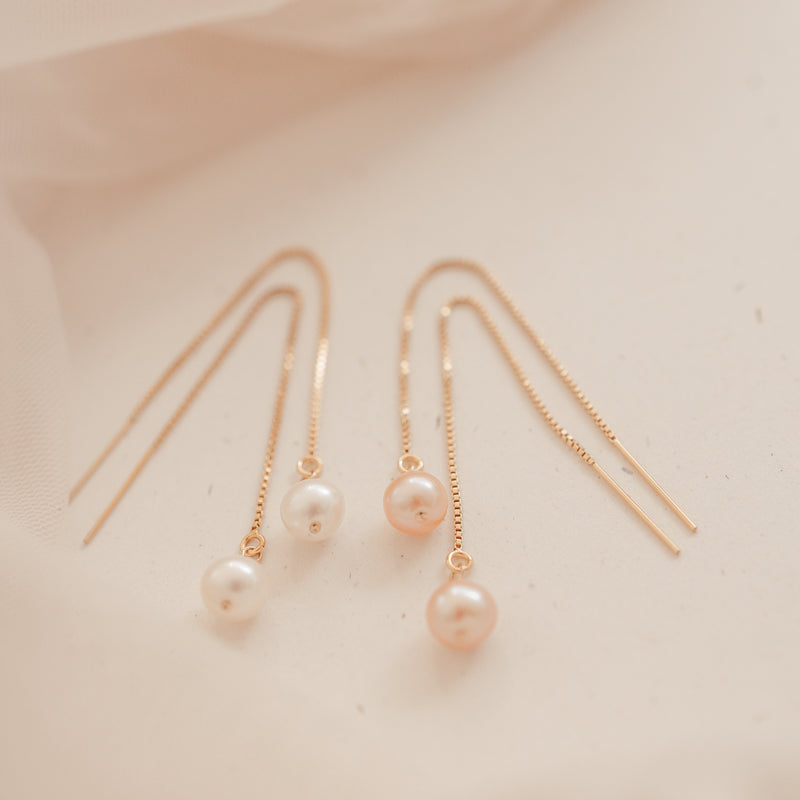 Pearl Thread Through Earrings
