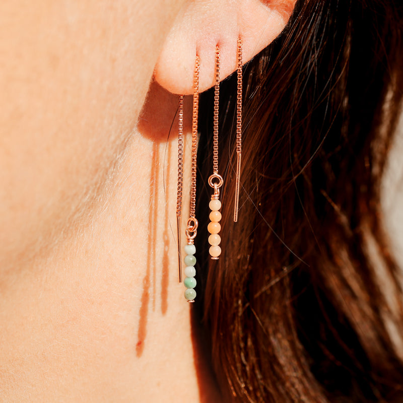 Eleni • Gemstone Adorned Thread Through Earrings