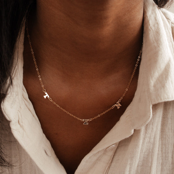 Love Notes Necklace • Asymmetrical Tiny Initial Necklace - Choose Number of Initials
