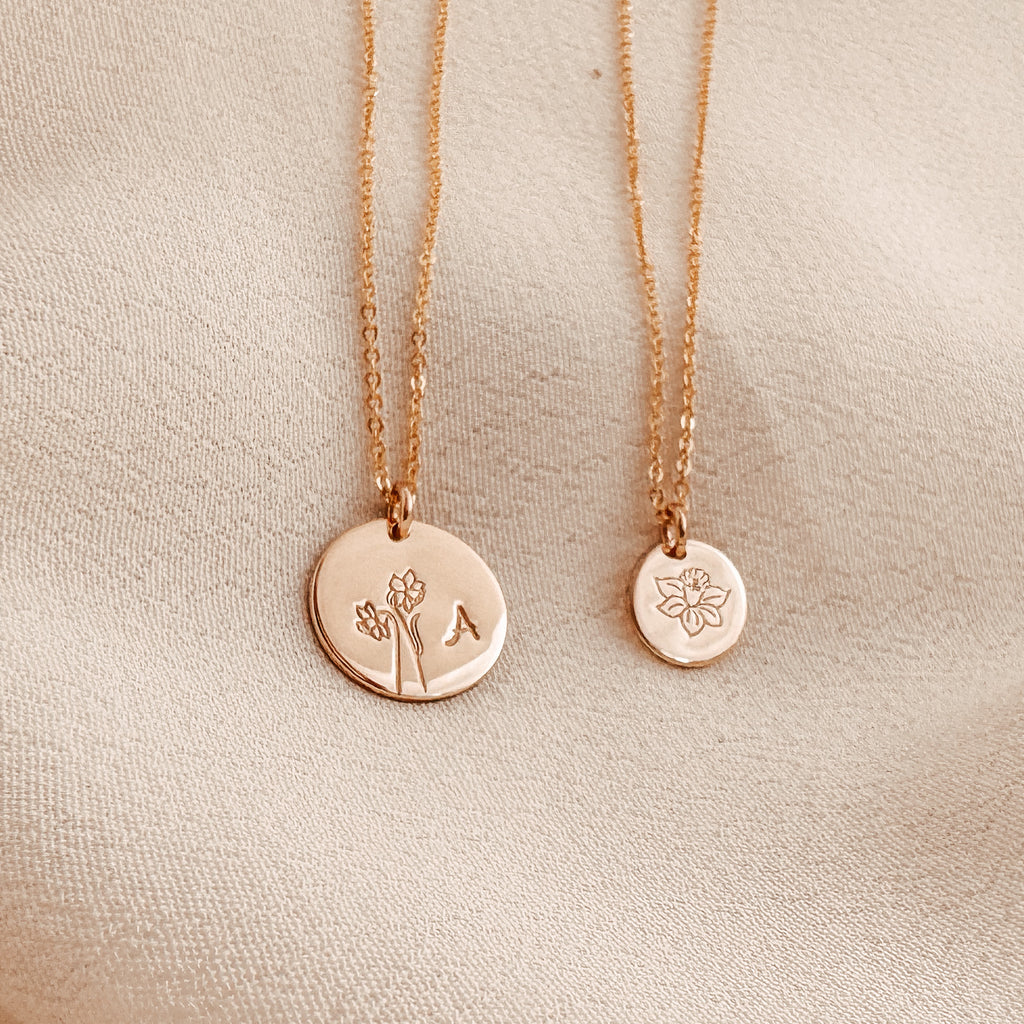 Sterling Silver Birth Month Flower Necklace – rebeccamayjewellery