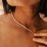 Aqua • Pearl & Link Necklace