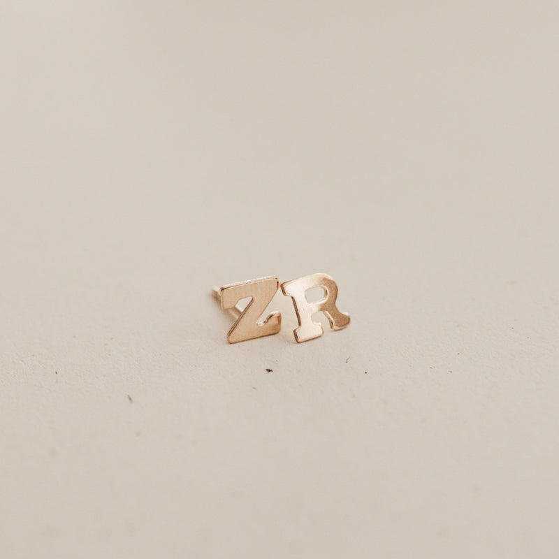 Love Letter Earrings • Tiny Initial Stud Earrings