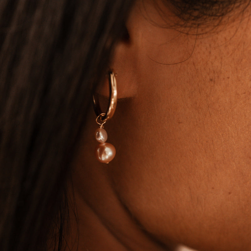Meribella • Pearl Hoop Earrings