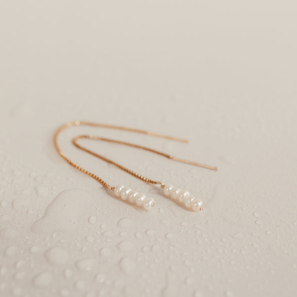 Ariel • Tiny Pearl Thread Through Earrings