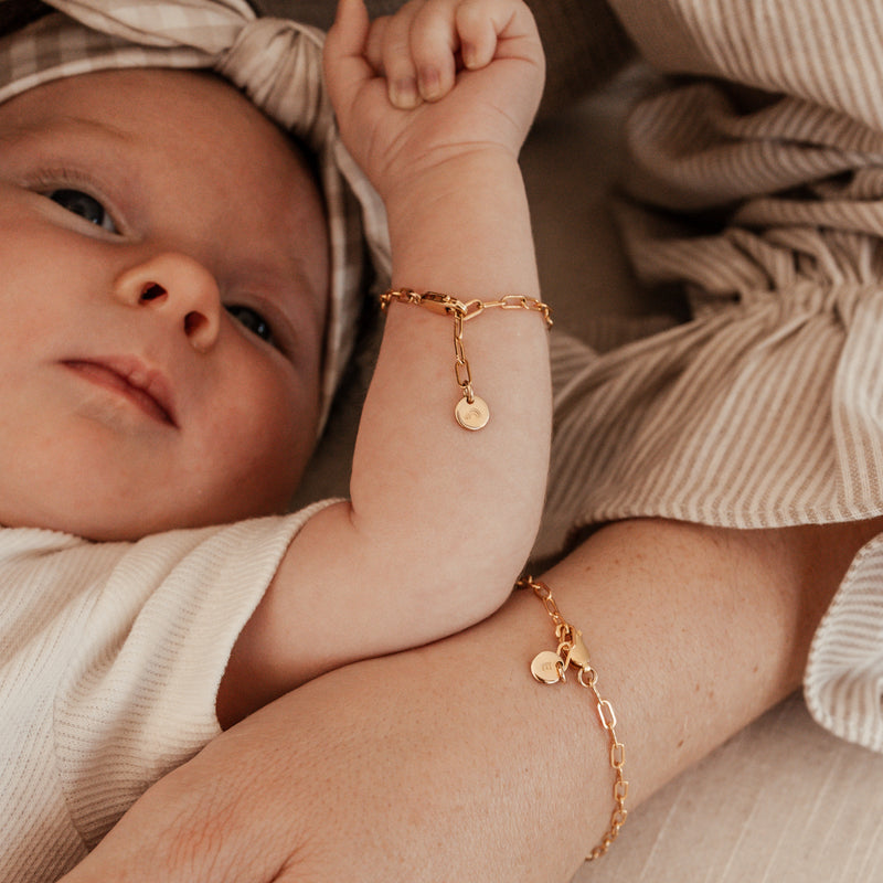 matching mum and me bracelet mini bracelet tiny pendant initial symbol rose goldfill sterling silver goldfill 