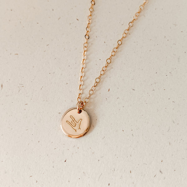 asl i love you symbol sign language goldfill sterling silver rose goldfill delicate meaningful necklace small pendant