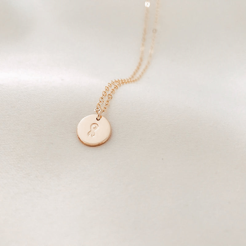 cancer awareness symbol goldfill sterling silver rose goldfill delicate meaningful necklace small pendant 
