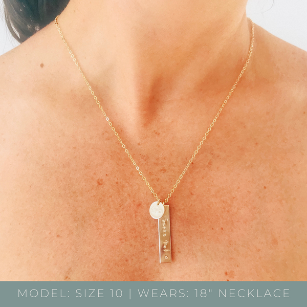 Bella • Short Hanging Bar & Small Pendant Necklace
