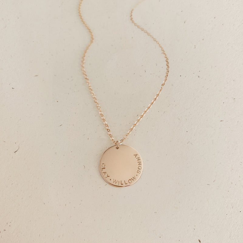 extra large pendant necklace goldfill sterling silver rose goldfill pendant necklace disc necklace 