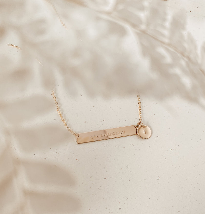 Clover • Long Bar Necklace with Small Pendant