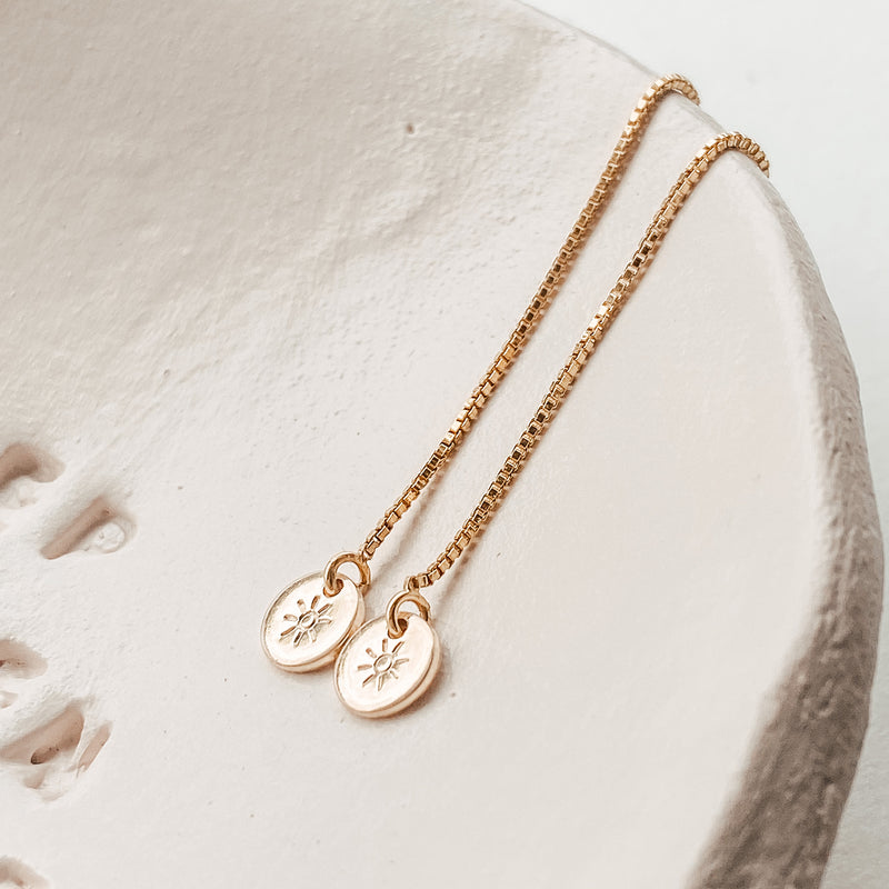 thread through chain tiny pendant tiny symbol initial goldfill sterling silver rose goldfill hypoallergenic materials
