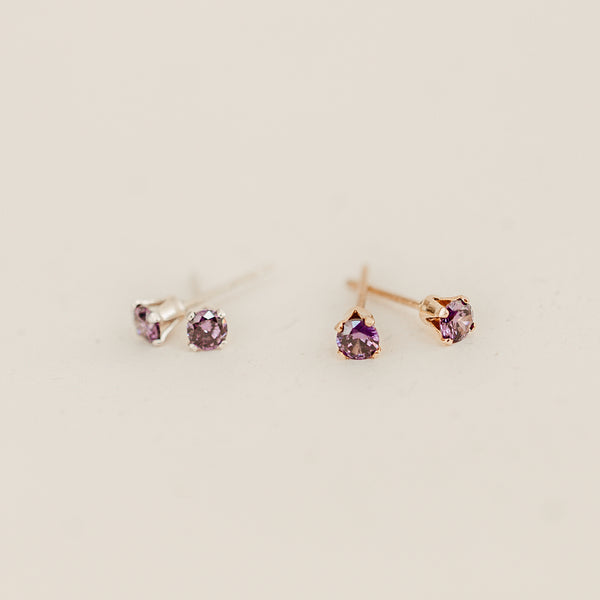 february birthstone studs amethyst stone courage protection symbol sterling silver goldfill