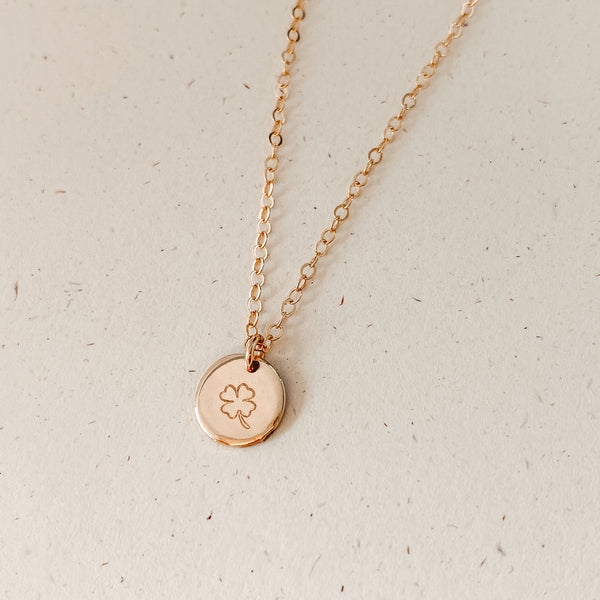 four leaf clover symbol goodluck lucky goldfill sterling silver rose goldfill delicate meaningful necklace small pendant