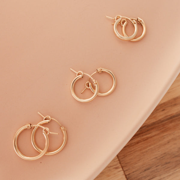 chunky hoops three sizes goldfill sterling silver rose goldfill hypoallergenic sterling silver