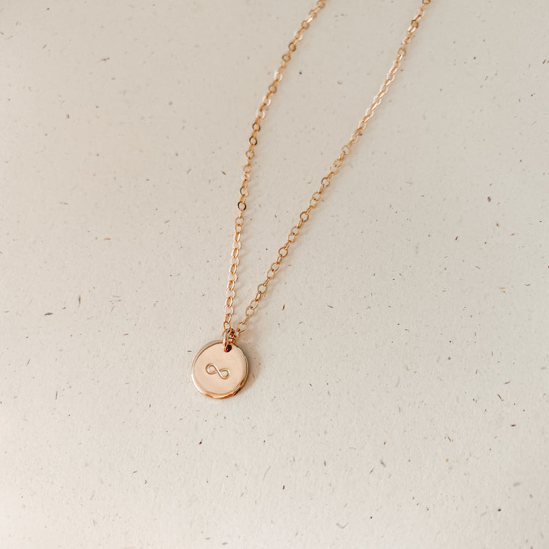 infinity symbol forever ribbon necklace goldfill sterling silver rose goldfill delicate meaningful necklace small pendant