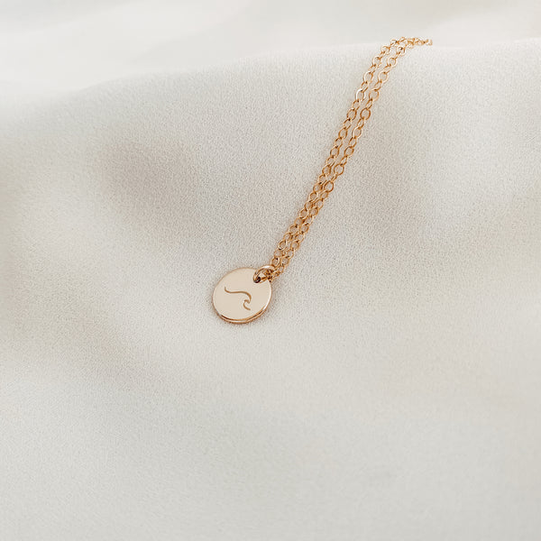 wave symbol water beach calm goldfill sterling silver rose goldfill delicate meaningful necklace small pendant