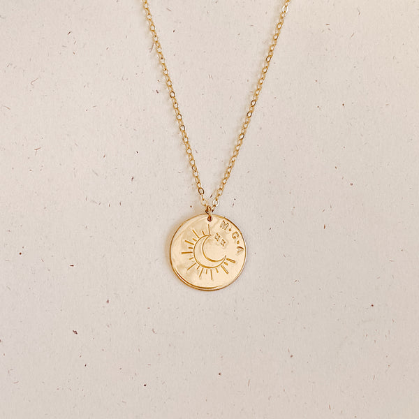 sun moon and stars stamp necklace initials goldfill sterling silver rose goldfill extra large pendant meaningful children love special