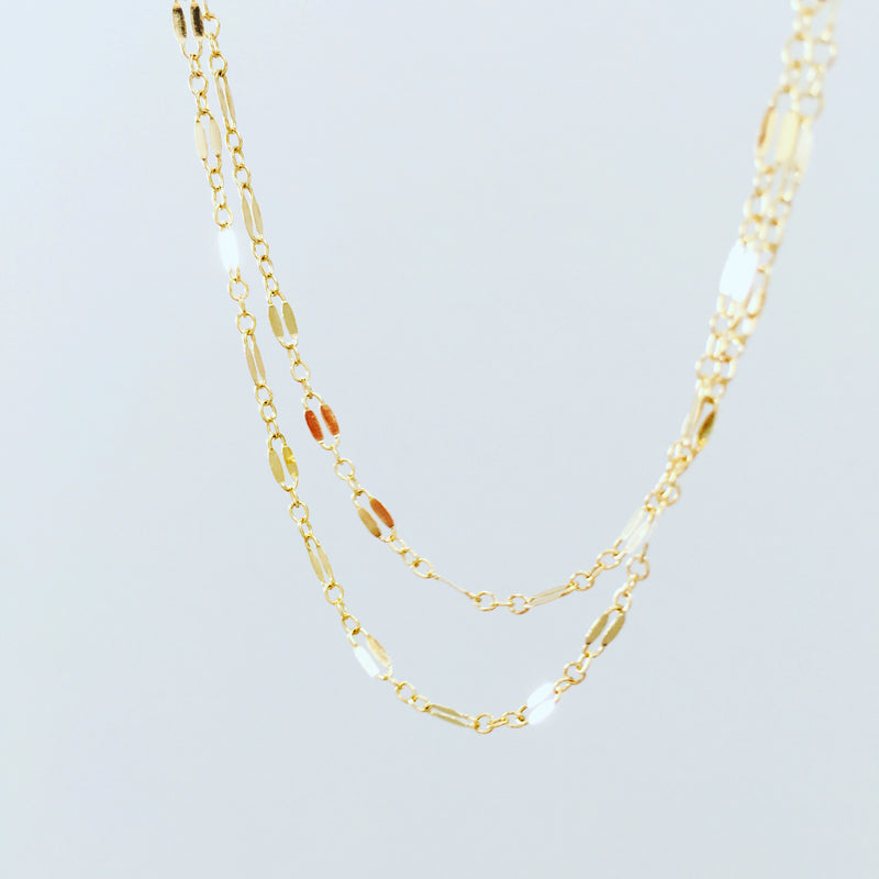 sparkly shiny chain choker goldfill rose goldfill sterling silver delicate layered