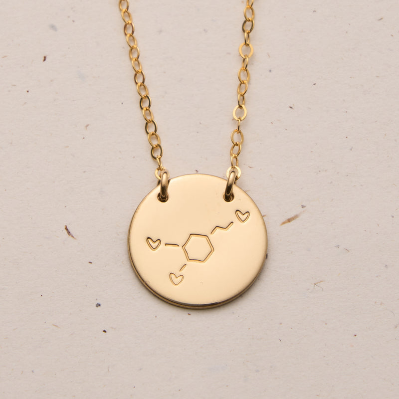 dopamine chemical symbol large pendant necklace double hole fixed necklace