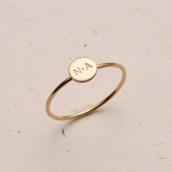 tiny pendant ring initial symbol goldfill sterling silver rose goldfill delicate dainty ring size