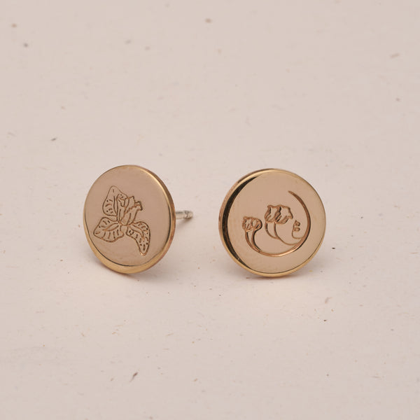 small stud earrings goldfill sterling silver rose goldfill initial pendants initial earrings symbol studs