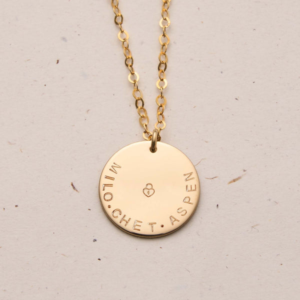 large pendant curved text tiny neat font tiny symbol initial goldfill sterling silver rose goldfill dainty delicate meaningfull dates children names roman numerals