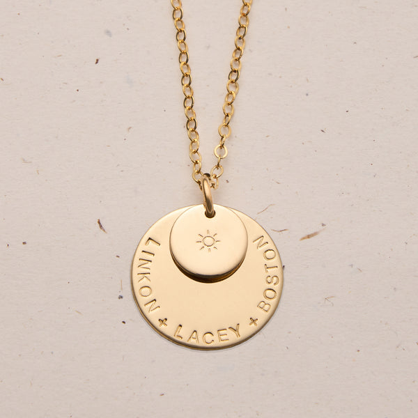 Saffron Extra Large stacked personalised Kellective by Nikki pendant