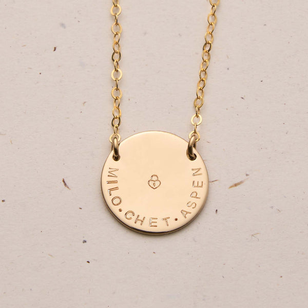 large pendant curved text tiny neat font tiny symbol initial goldfill sterling silver rose goldfill dainty delicate meaningfull dates children names roman numerals fixed pendant