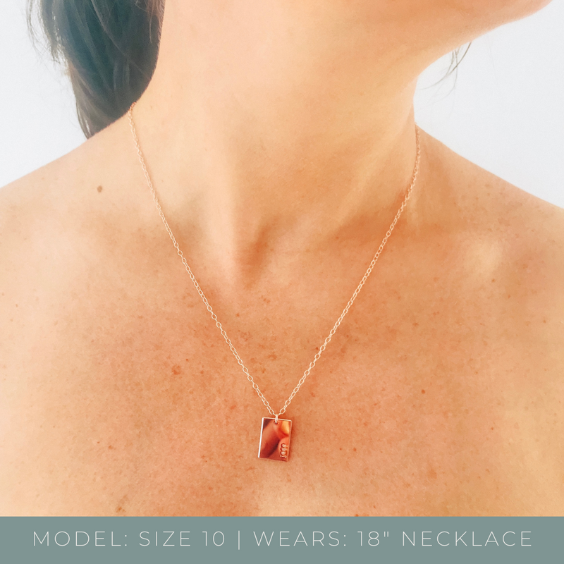 Milky White Opal Rectangle Pendant Necklace | Caitlyn Minimalist