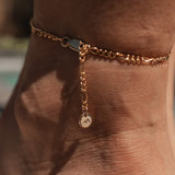 Morgan Anklet • Figaro Chain With Tiny Pendant
