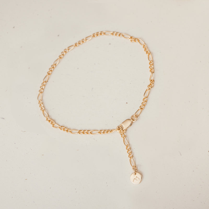 Morgan Anklet • Figaro Chain With Tiny Pendant
