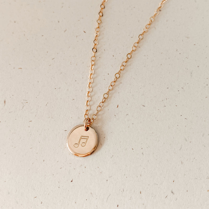 music note symbol sound dance goldfill sterling silver rose goldfill delicate meaningful necklace small pendant