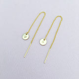 close up of Esther thread through earrings, personalised Jewellery Australia
