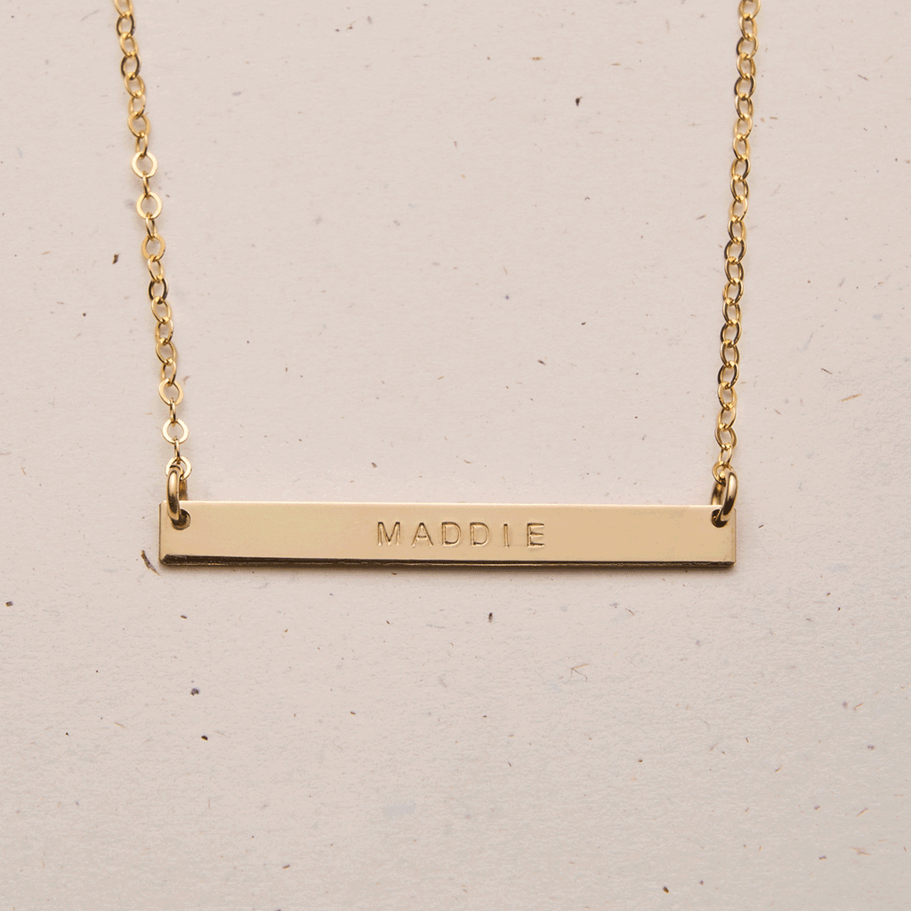 Personalized bar necklace date pendant, vertical bar necklace Sterling –  WatchMeWorld