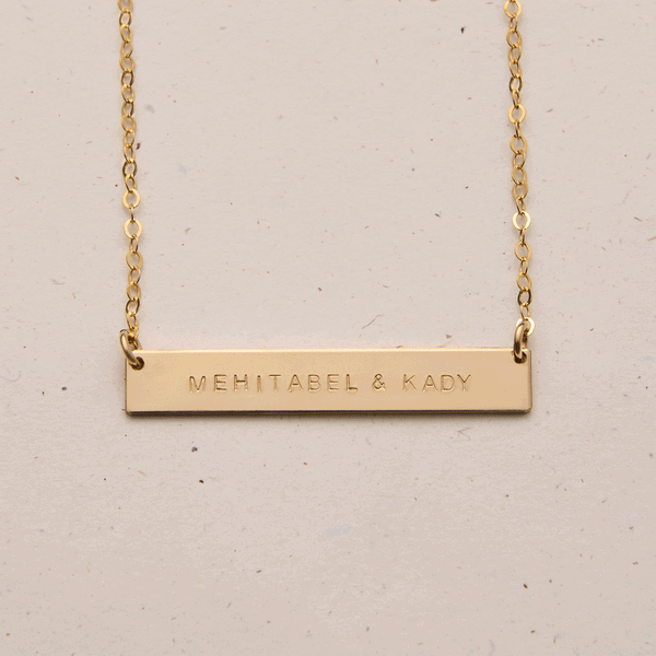 long bar necklace rose goldfill sterling silver goldfill name date wedding gift initials roman numerals childrens name