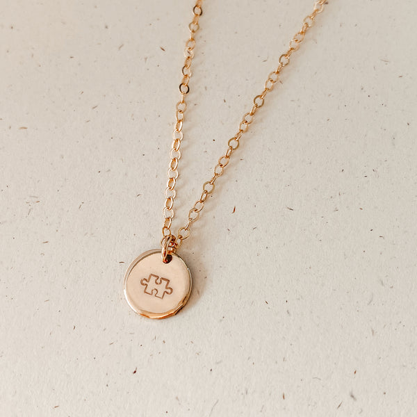 puzzle symbol goldfill sterling silver rose goldfill delicate meaningful necklace small pendant