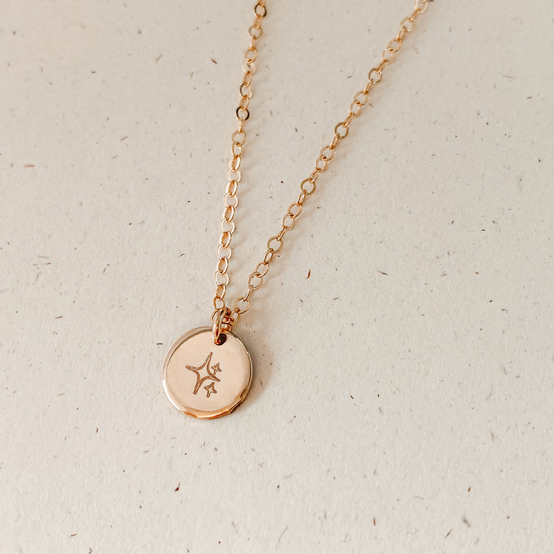 sparkle symbol glitter stars goldfill sterling silver rose goldfill delicate meaningful necklace small pendant